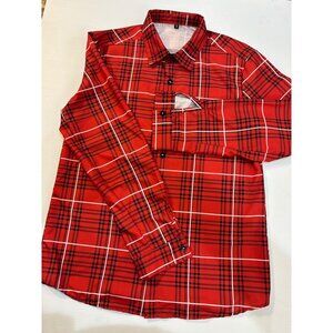 Red & Black Plaid Button-Down Long-Sleeve Shirt M